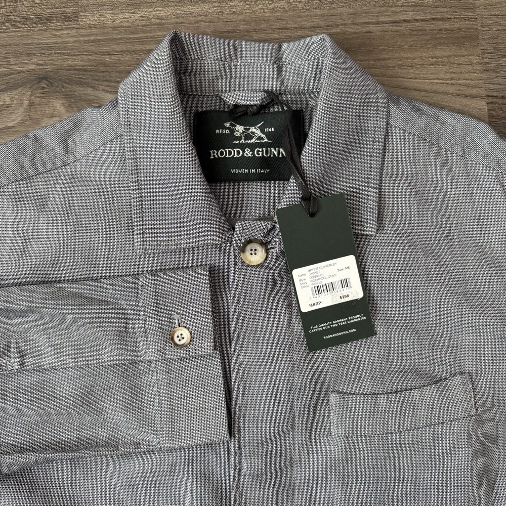 Rodd and Gunn Claverley Woven Jacket Blue Men's Zip Snap Pockets NEW MSRP $298